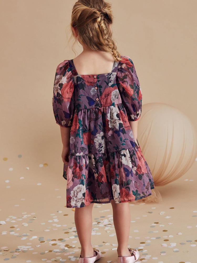 Pink Rose Tiered Organza Dress (3-16yrs) - Image 2 of 7