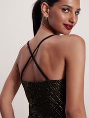 Gold Sequin Midi Dress - Image 4 of 6