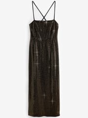 Gold Sequin Midi Dress - Image 5 of 6
