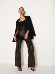 Gold Sequin Wide Leg Trousers - Image 1 of 6