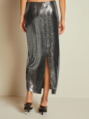 Silver Midi Sequin Skirt - Image 3 of 6