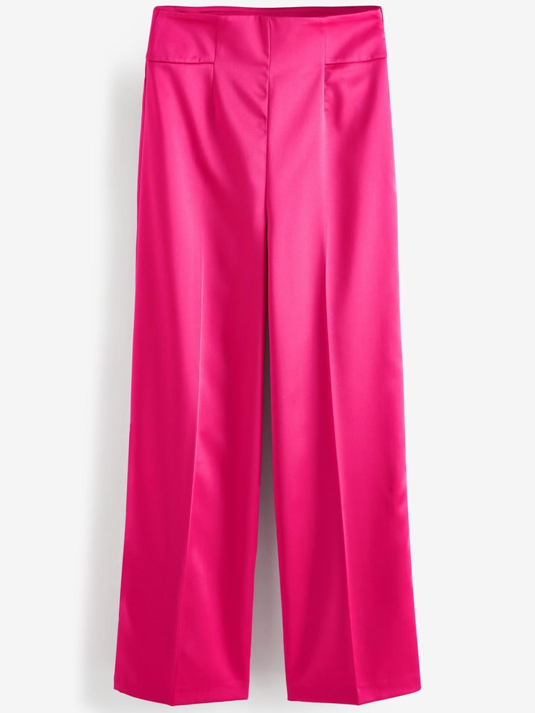 Pink Satin Super Wide Leg Trousers - Image 4 of 4 Pink Satin Super Wide Leg Trousers - Image 4 of 4