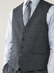 Grey Wool Blend Textured Suit: Waistcoat - Image 6 of 11