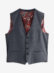 Grey Wool Blend Textured Suit: Waistcoat - Image 7 of 11
