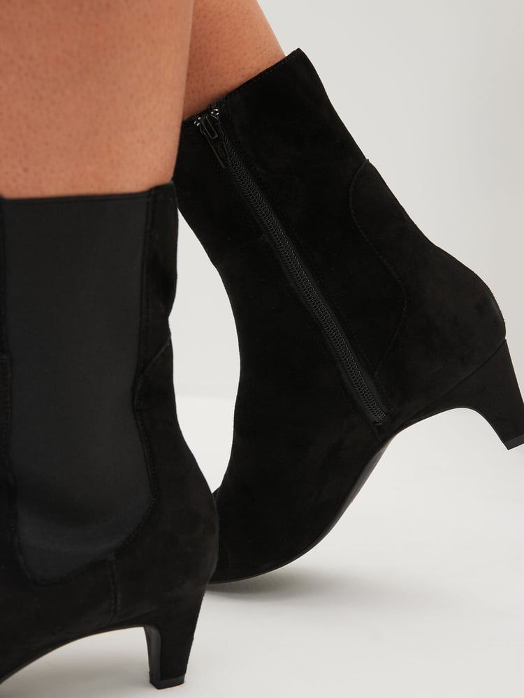 Black Suede Standard/Wide Fit Forever Comfort® Chisel Toe Chelsea Ankle Boots - Image 2 of 7