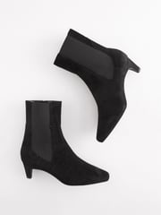 Black Suede Standard/Wide Fit Forever Comfort® Chisel Toe Chelsea Ankle Boots - Image 6 of 7