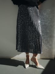 Silver Premium Sequin Pleated Skirt - Image 2 of 6