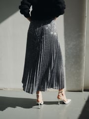 Silver Premium Sequin Pleated Skirt - Image 3 of 6