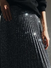 Silver Premium Sequin Pleated Skirt - Image 4 of 6