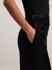 Black Tailored Velvet Embellished Wide Leg Trousers - Image 5 of 7