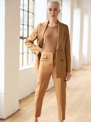 Camel Tailored Button Detail Taper Trousers - Image 1 of 7