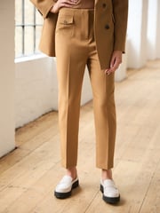 Camel Tailored Button Detail Taper Trousers - Image 2 of 7