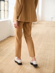 Camel Tailored Button Detail Taper Trousers - Image 4 of 7
