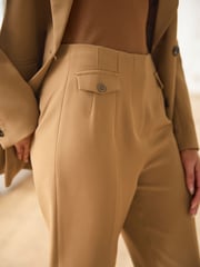 Camel Tailored Button Detail Taper Trousers - Image 5 of 7