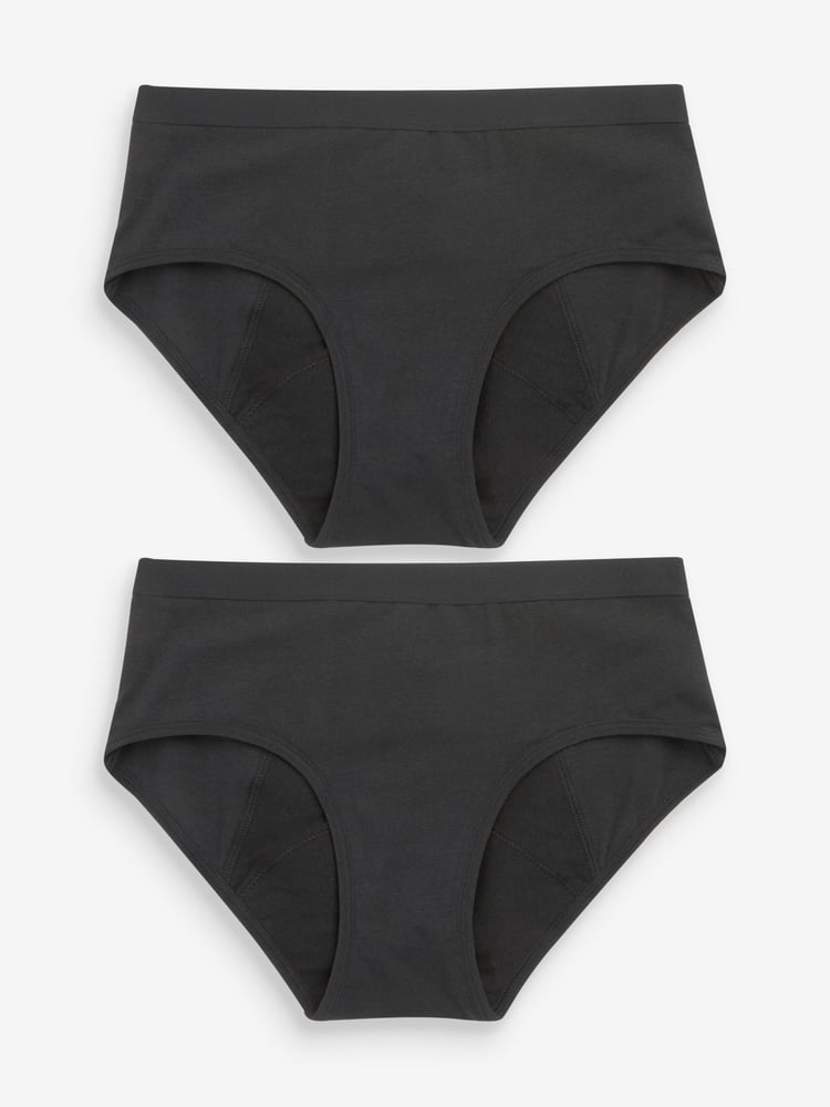 Black Briefs 2 Pack Teen Heavy Flow Period Pants (7-16yrs) - Image 1 of 4