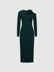 Reiss Teal Tiffany Bodycon Off-The-Shoulder Midi Dress - Image 2 of 5