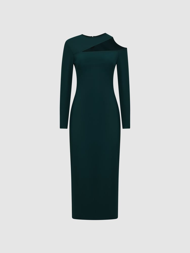 Reiss Teal Tiffany Bodycon Off-The-Shoulder Midi Dress - Image 2 of 5