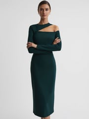 Reiss Teal Tiffany Bodycon Off-The-Shoulder Midi Dress - Image 3 of 5