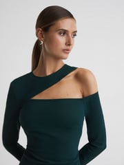 Reiss Teal Tiffany Bodycon Off-The-Shoulder Midi Dress - Image 4 of 5
