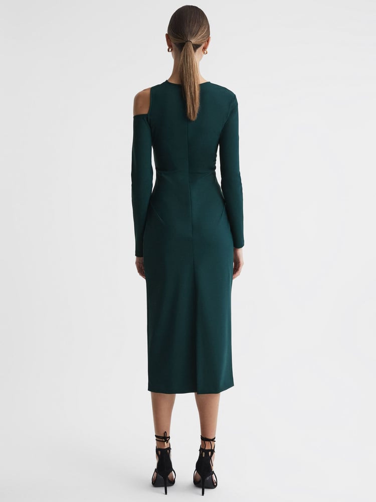 Reiss Teal Tiffany Bodycon Off-The-Shoulder Midi Dress - Image 5 of 5