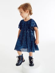 Blue Next Sparkle Angel Sleeve Dress (3mths-8yrs) - Image 1 of 6