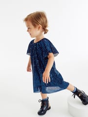 Blue Next Sparkle Angel Sleeve Dress (3mths-8yrs) - Image 3 of 6