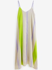 Multi Bright Satin Painterly Stripe Print Midi Slip Dress - Image 3 of 3