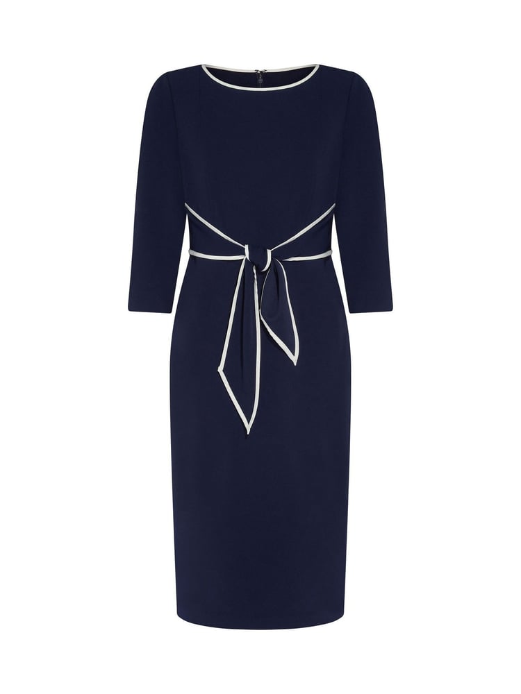 Adrianna Papell Blue Tipped Crepe Tie Dress - Image 5 of 5