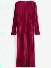 Raspberry Pink Satin Plissé Layered Longline Dress - Image 9 of 9