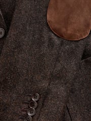 Brown Signature Moons British Wool Textured Blazer With Elbow Patches - Image 13 of 14