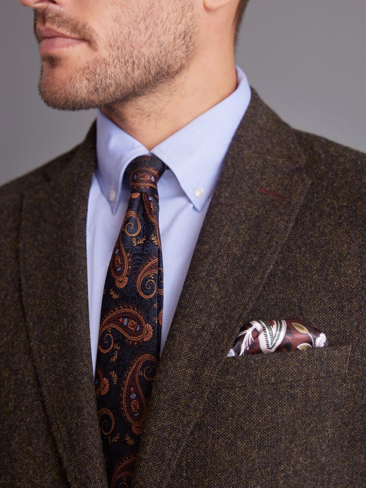 Brown Signature Moons British Wool Textured Blazer With Elbow Patches - Image 2 of 14
