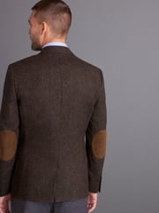 Brown Signature Moons British Wool Textured Blazer With Elbow Patches - Image 4 of 14