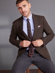 Brown Signature Moons British Wool Textured Blazer With Elbow Patches - Image 5 of 14
