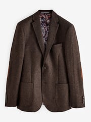 Brown Signature Moons British Wool Textured Blazer With Elbow Patches - Image 9 of 14