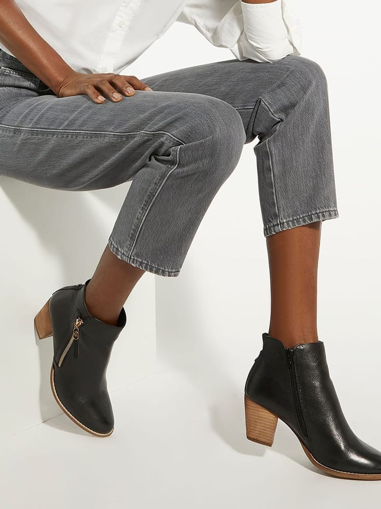 Dune London Black Wide Fit Paicey Zip-Up Ankle Boots - Image 5 of 5