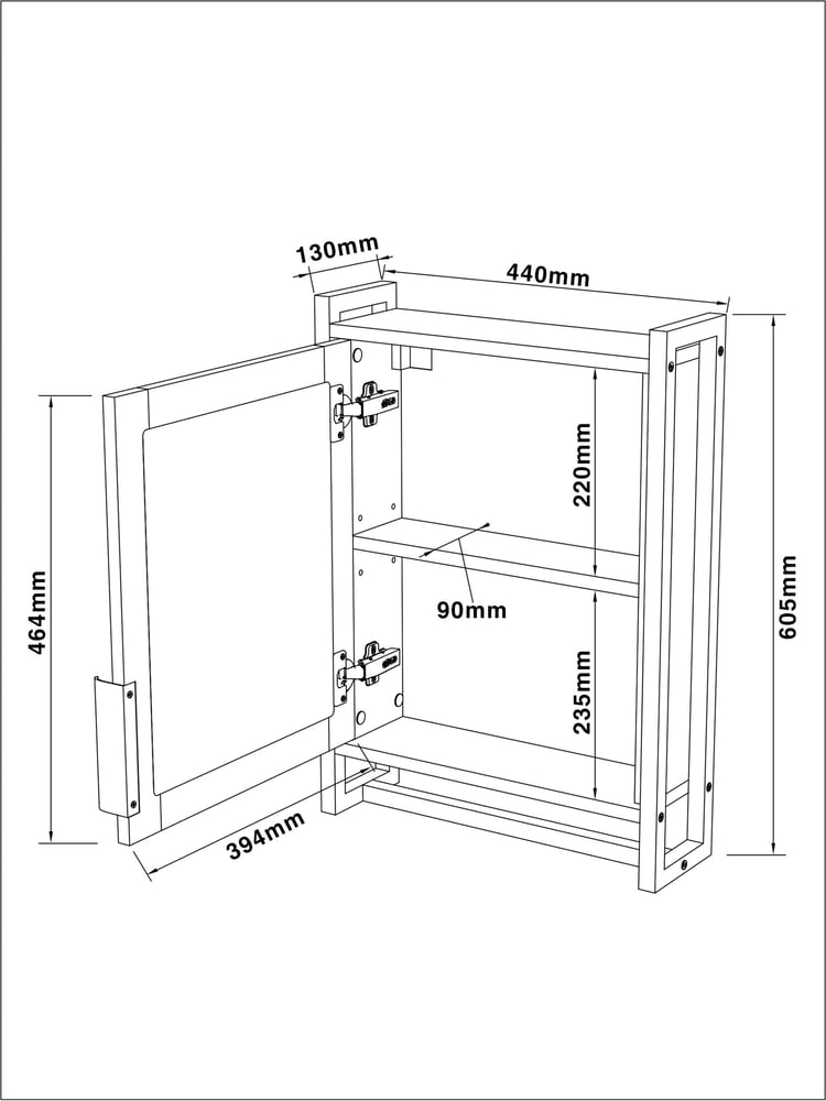 Natural Bronx Sliding Door Single Mirror Cabinet - Image 6 of 6