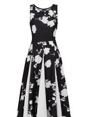 HotSquash Womens Black Box Pleat Midi Dress with Contrast Skirt - Image 7 of 7