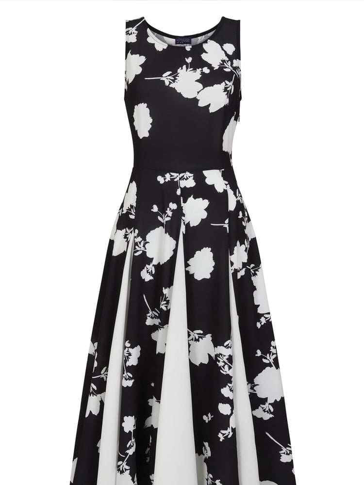 HotSquash Womens Black Box Pleat Midi Dress with Contrast Skirt - Image 7 of 7