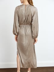 Gold Long Sleeve Cut-Out Metallic Midi Dress - Image 12 of 13
