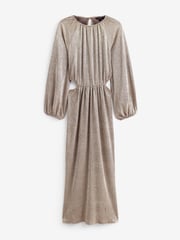 Gold Long Sleeve Cut-Out Metallic Midi Dress - Image 9 of 13