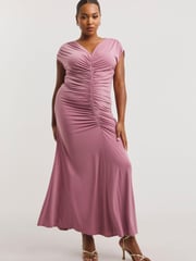 Simply Be Pink Ruched Front Bridesmaids Maxi Dress - Image 3 of 4