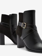 Black Forever Comfort® Buckle Detail Heeled Ankle Boots - Image 8 of 8