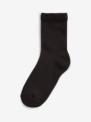 Black 5 Pack Cotton Rich Cushioned Footbed Ribbed Socks - Image 2 of 3