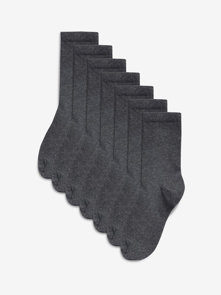 Grey 7 Pack Cotton Rich Socks - Image 1 of 4