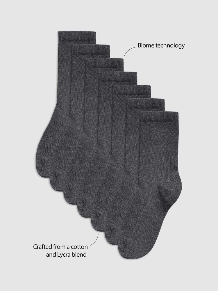 Grey 7 Pack Cotton Rich Socks - Image 4 of 4