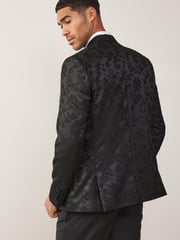 Black Jacquard Tuxedo Suit: Jacket - Image 2 of 9