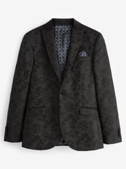 Black Jacquard Tuxedo Suit: Jacket - Image 5 of 9