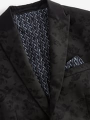 Black Jacquard Tuxedo Suit: Jacket - Image 6 of 9