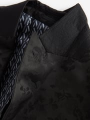 Black Jacquard Tuxedo Suit: Jacket - Image 7 of 9