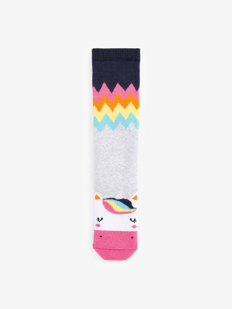 Navy Blue 2 Pack Thermal Cotton Rich Unicorn Welly Socks - Image 2 of 3
